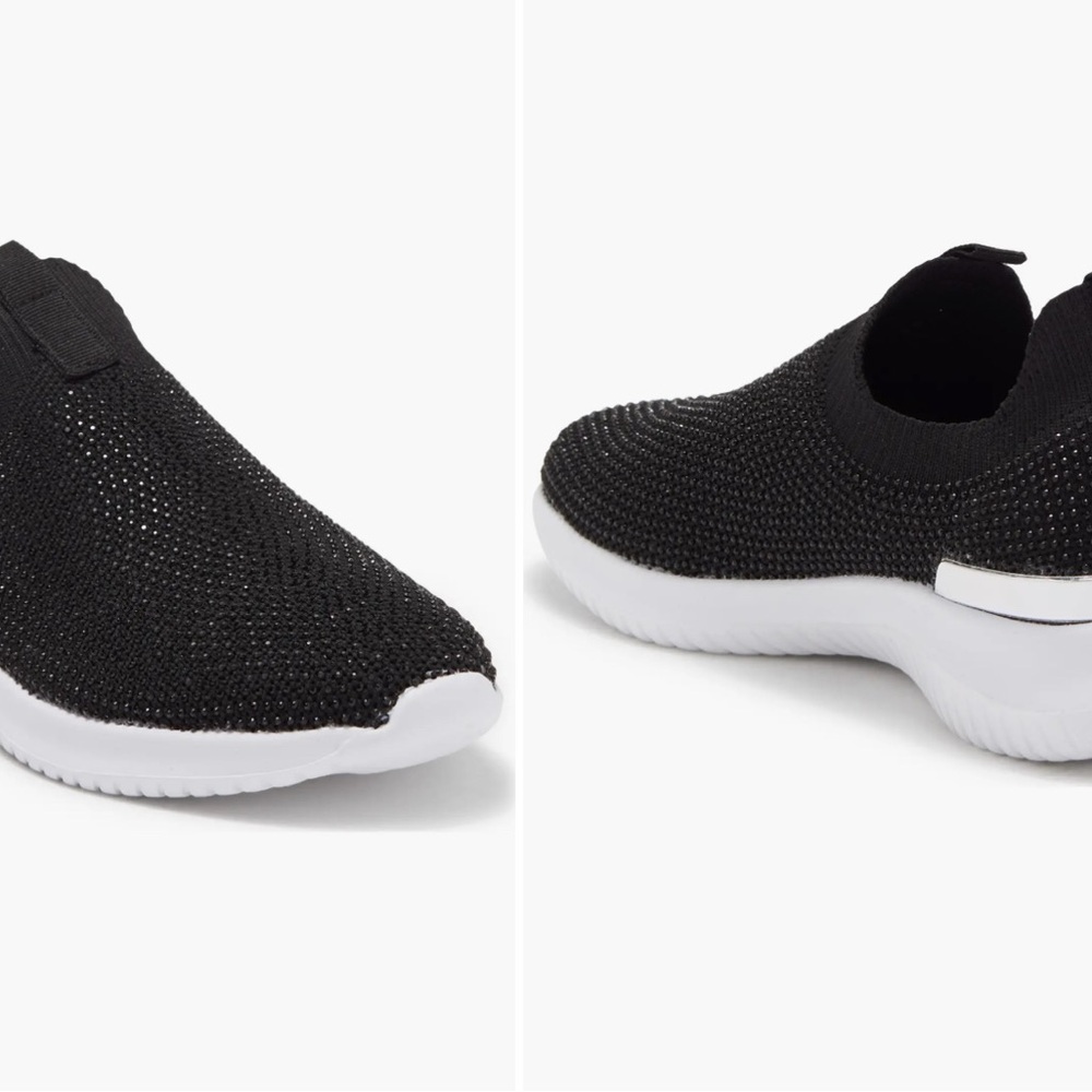 Anne Klein Mylee Black and White Slip On Sparkle Sneakers
